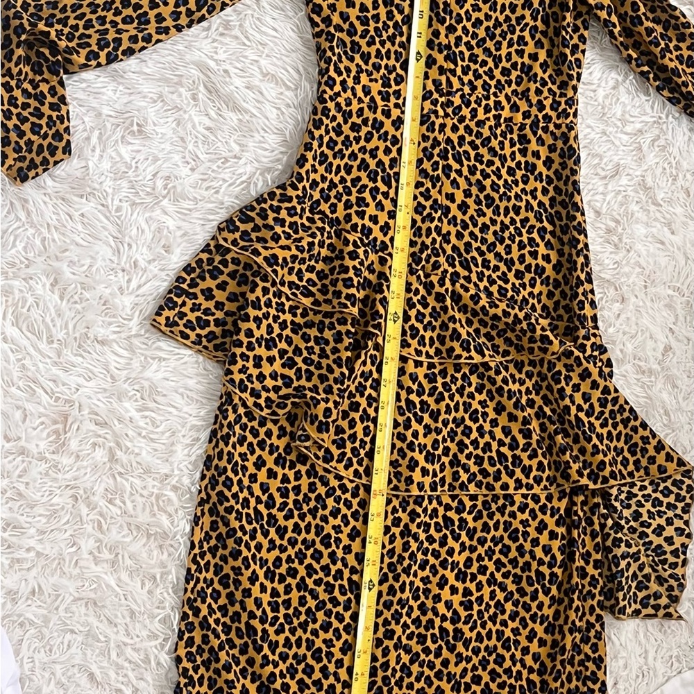 Leopard Animal Print High-Low Ruffle Dress Night Out Maximalist Party Girl S - Picture 12 of 12